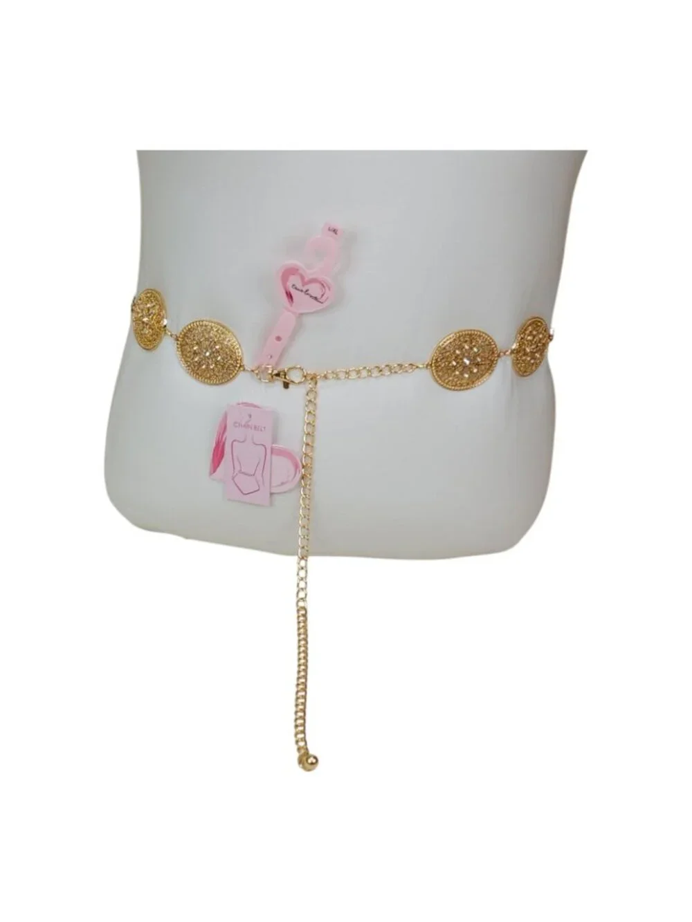 Gold Chain Belt With Ornate Medallions S/M By True Love Accessories 45